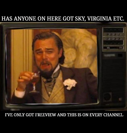 Tv leo | HAS ANYONE ON HERE GOT SKY, VIRGINIA ETC. I'VE ONLY GOT FREEVIEW AND THIS IS ON EVERY CHANNEL | image tagged in leo | made w/ Imgflip meme maker