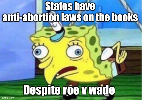 States have anti-abortion laws on the books Despite roe v wade | image tagged in memes,mocking spongebob | made w/ Imgflip meme maker