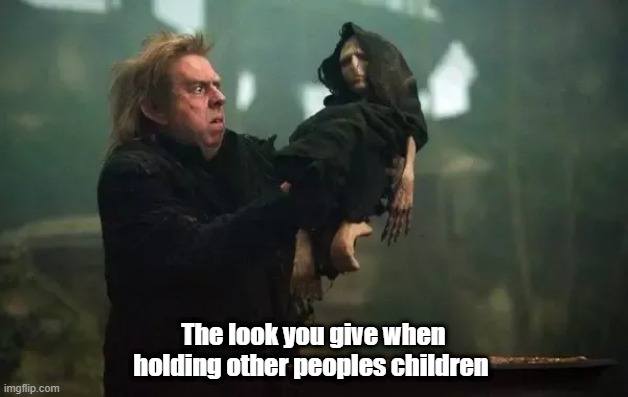 ew what even is it | The look you give when holding other peoples children | image tagged in harry potter meme,harry potter,voldemort | made w/ Imgflip meme maker
