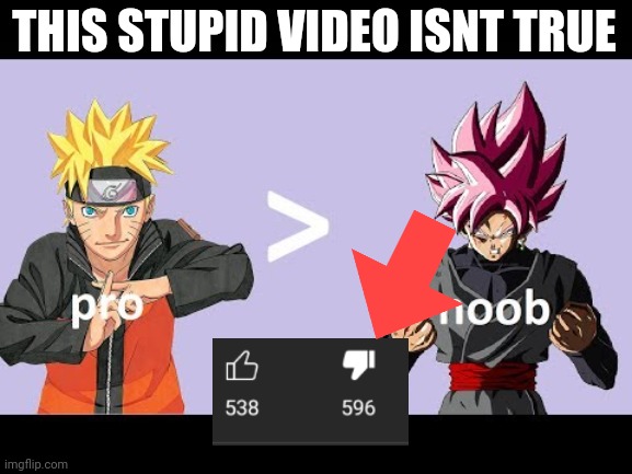 This video is not true | THIS STUPID VIDEO ISNT TRUE | image tagged in naruto,dragon ball z | made w/ Imgflip meme maker