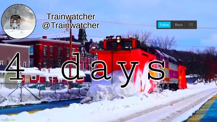 Trainwatcher Winter Temp | 4 days | image tagged in trainwatcher winter temp | made w/ Imgflip meme maker