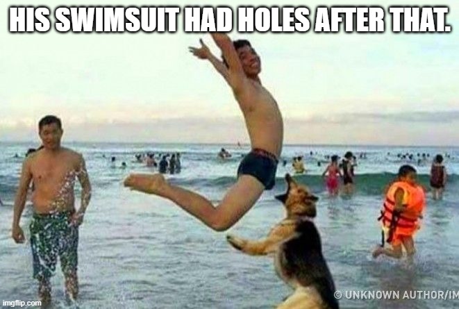 HIS SWIMSUIT HAD HOLES AFTER THAT. | made w/ Imgflip meme maker