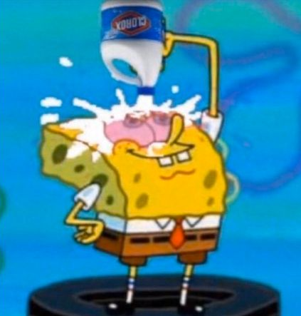 High Quality Spongebob pouring bleach in his eyes Blank Meme Template