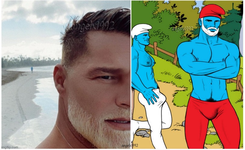 image tagged in beards,smurfs,lgbtq,ricky martin,bleach,blonde | made w/ Imgflip meme maker