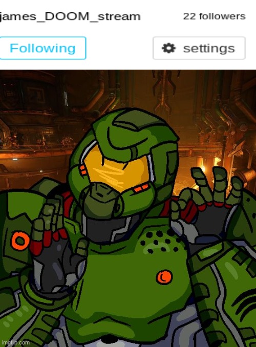 Thanks for following | image tagged in just right doomguy,doom,thanks | made w/ Imgflip meme maker