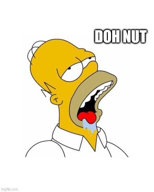 Homer Simpson Drooling | DOH NUT | image tagged in homer simpson drooling | made w/ Imgflip meme maker