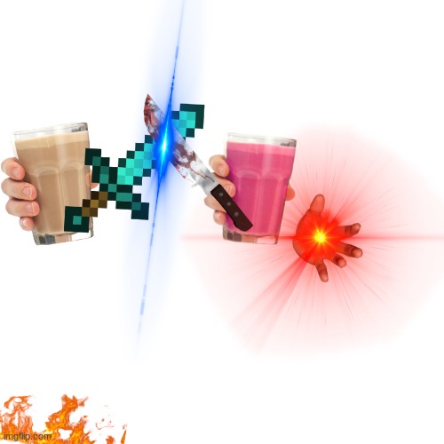 clash! | image tagged in battle,choccy milk,straby milk,this,is,dumb | made w/ Imgflip meme maker
