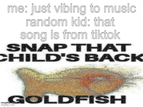 me: just vibing to music; random kid: that song is from tiktok | made w/ Imgflip meme maker