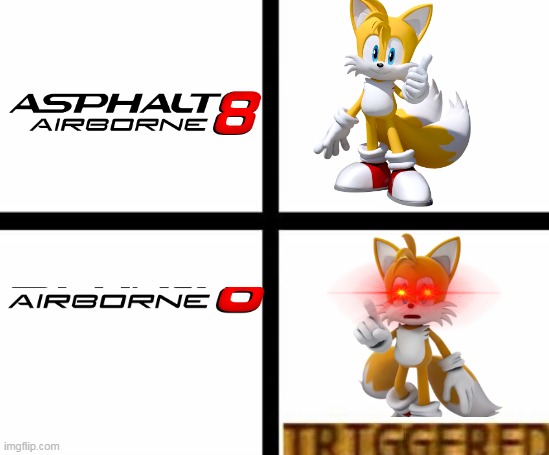 Triggered template | image tagged in triggered template,asphalt 8,tails,triggered | made w/ Imgflip meme maker