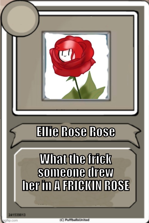 Character Bio | Ellie Rose Rose; What the frick someone drew her in A FRICKIN ROSE | image tagged in character bio | made w/ Imgflip meme maker
