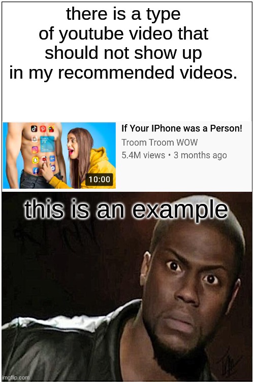 help, i cant find my sanity | there is a type of youtube video that should not show up in my recommended videos. this is an example | image tagged in memes,youtube,blank comic panel 1x2,kevin hart the hell,kevin hart | made w/ Imgflip meme maker