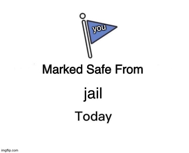 Marked Safe From Meme | jail you | image tagged in memes,marked safe from | made w/ Imgflip meme maker