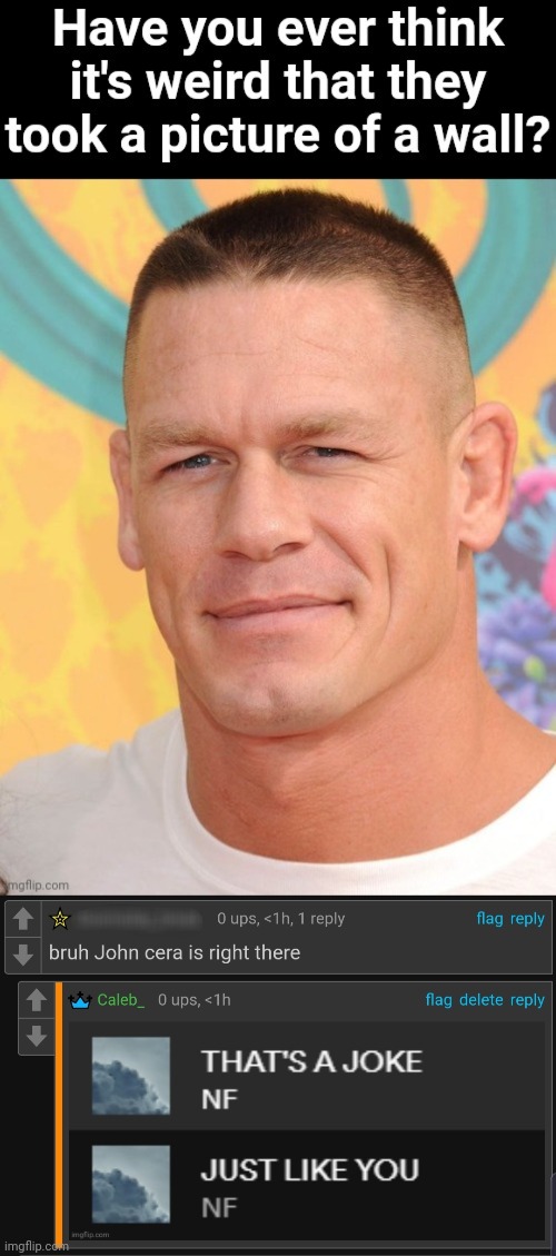 Its a picture of a wall. It isn't John Cena. | made w/ Imgflip meme maker