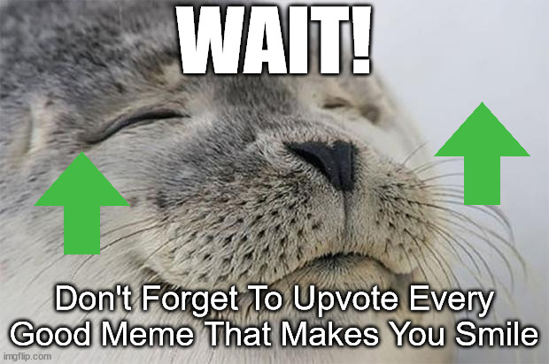 Thank you :) | WAIT! Don't Forget To Upvote Every Good Meme That Makes You Smile | image tagged in memes,satisfied seal,upvote,happy,funny,wait | made w/ Imgflip meme maker