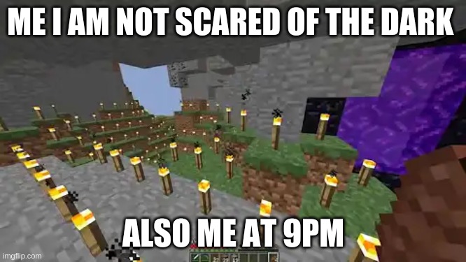 ME I AM NOT SCARED OF THE DARK; ALSO ME AT 9PM | made w/ Imgflip meme maker