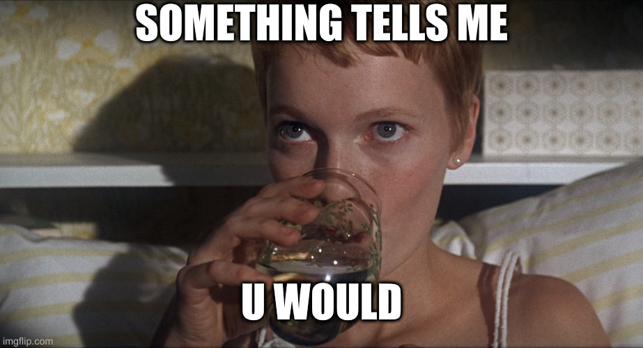 Rosemary | SOMETHING TELLS ME; U WOULD | image tagged in rosemary | made w/ Imgflip meme maker