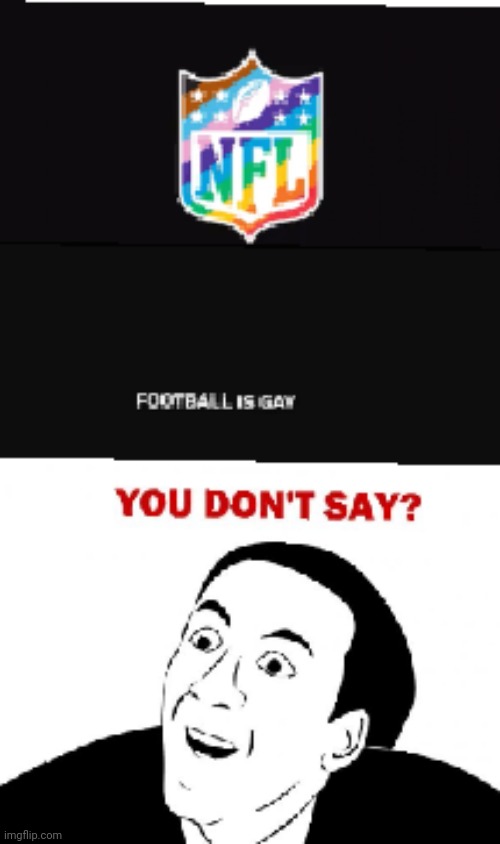 NFL is the Gae | image tagged in gay pride,nfl,nicolas cage,you dont say | made w/ Imgflip meme maker