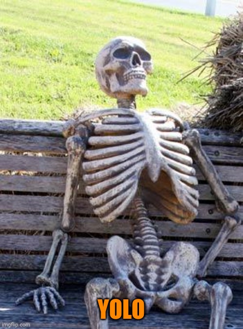 Waiting Skeleton Meme | YOLO | image tagged in memes,waiting skeleton | made w/ Imgflip meme maker