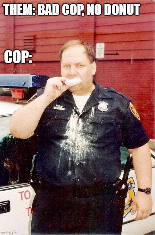 Bad Cop No Donut | THEM: BAD COP, NO DONUT; COP: | image tagged in donut cop | made w/ Imgflip meme maker