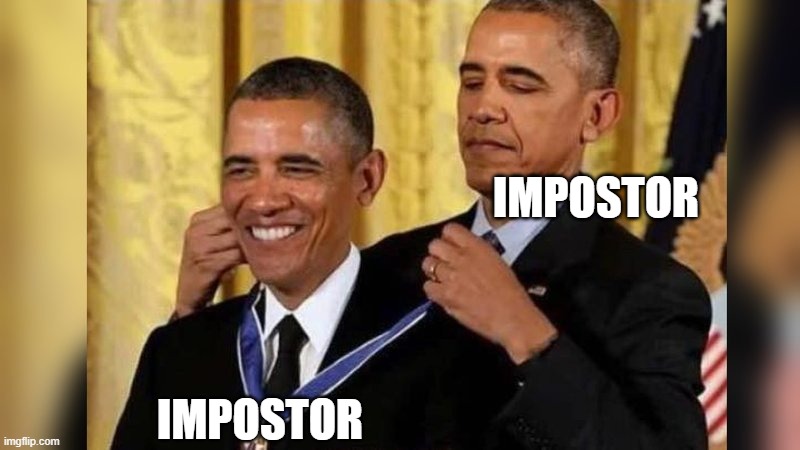 Don't vote your teammates... | IMPOSTOR; IMPOSTOR | image tagged in obama giving obama award,among us | made w/ Imgflip meme maker