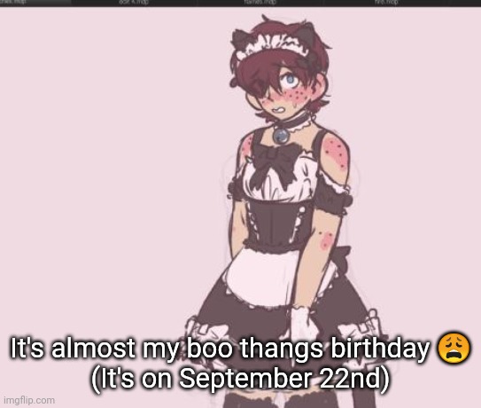 Maid Carl | It's almost my boo thangs birthday 😩
(It's on September 22nd) | image tagged in maid carl | made w/ Imgflip meme maker