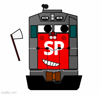 Insane SP Locomotive | image tagged in gifs,sp,locomotive,axe holder,he fukin madd,eteled | made w/ Imgflip images-to-gif maker