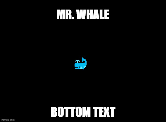 blank black | MR. WHALE; 🐳; BOTTOM TEXT | image tagged in blank black | made w/ Imgflip meme maker
