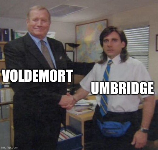 the office congratulations | VOLDEMORT; UMBRIDGE | image tagged in the office congratulations | made w/ Imgflip meme maker