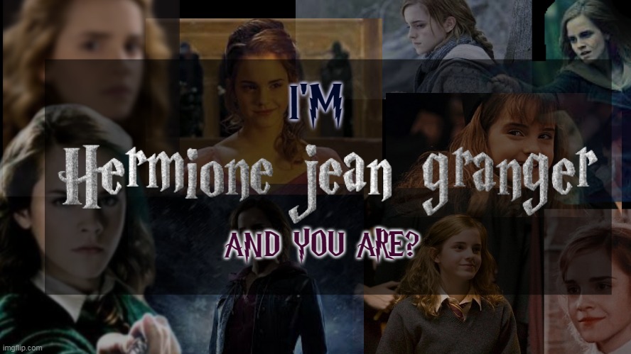 I'm hermione granger and you are? | I'M; AND YOU ARE? | image tagged in hermione,harry potter,weasley,im hermione granger,and you are | made w/ Imgflip meme maker
