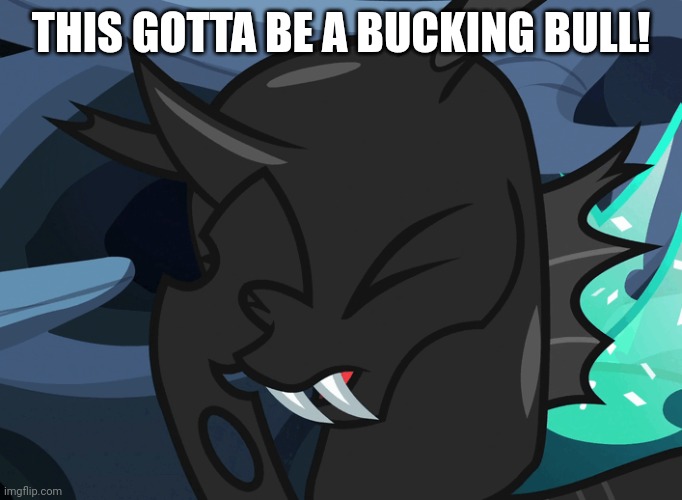 Bull | THIS GOTTA BE A BUCKING BULL! | image tagged in changeling,thorax,my little pony friendship is magic,facehoof,funny,comments | made w/ Imgflip meme maker