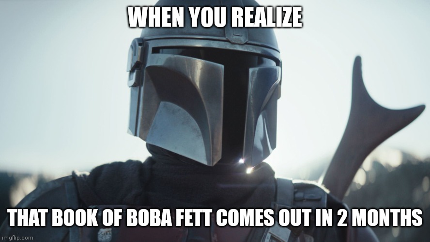 I think | WHEN YOU REALIZE; THAT BOOK OF BOBA FETT COMES OUT IN 2 MONTHS | image tagged in the mandalorian | made w/ Imgflip meme maker