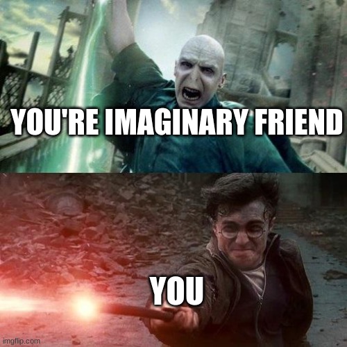 We all have one | YOU'RE IMAGINARY FRIEND; YOU | image tagged in harry potter meme | made w/ Imgflip meme maker