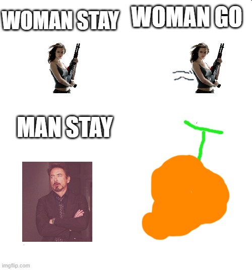 Star Wars No Meme | WOMAN STAY; WOMAN GO; MAN STAY | image tagged in memes,star wars no | made w/ Imgflip meme maker