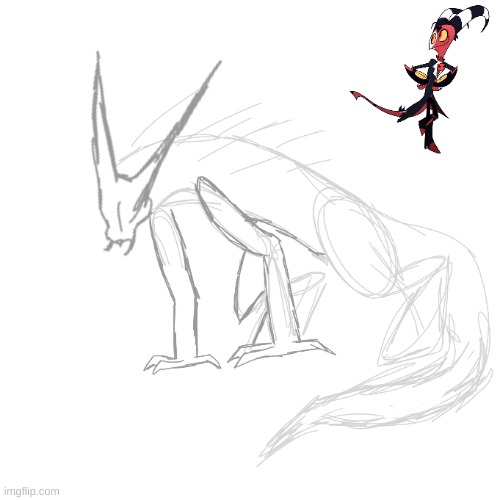 i little sketch i made (blitzo as some creature thing) | made w/ Imgflip meme maker