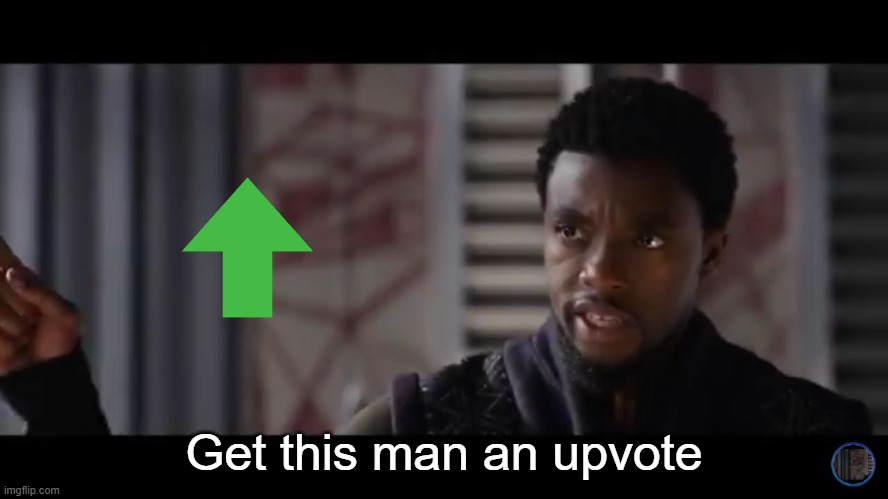Black Panther - Get this man a shield | Get this man an upvote | image tagged in black panther - get this man a shield | made w/ Imgflip meme maker