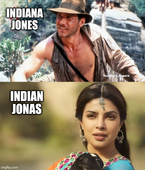 Comparative view | INDIANA JONES; Vaishali Kamath; INDIAN JONAS | image tagged in hollywood | made w/ Imgflip meme maker