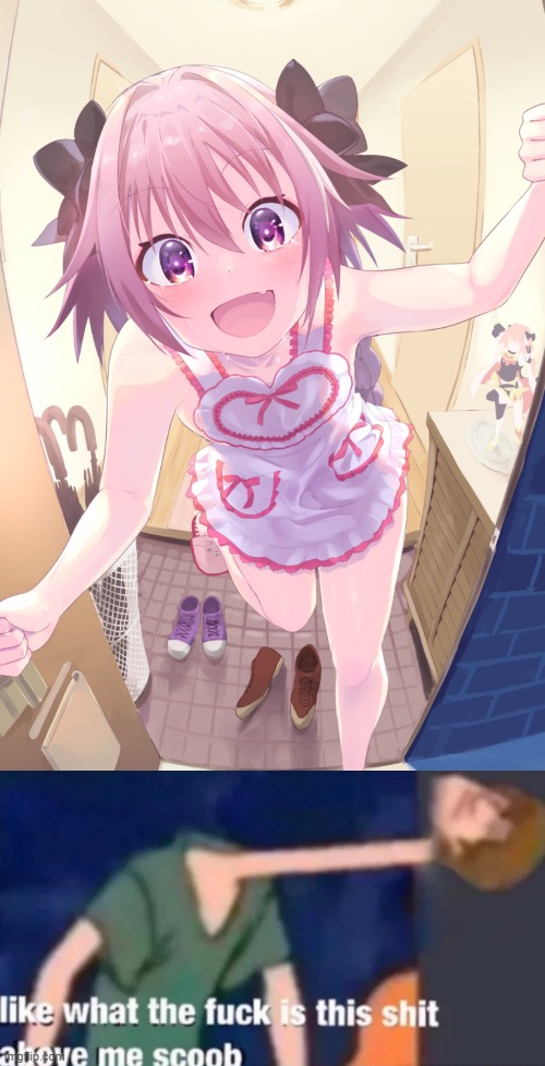 image tagged in pov astolfo,like what the f ck is this sh t above me scoob | made w/ Imgflip meme maker