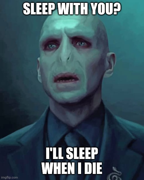 Lord voldemort | SLEEP WITH YOU? I'LL SLEEP WHEN I DIE | image tagged in harry potter,horny harry,hogwarts | made w/ Imgflip meme maker