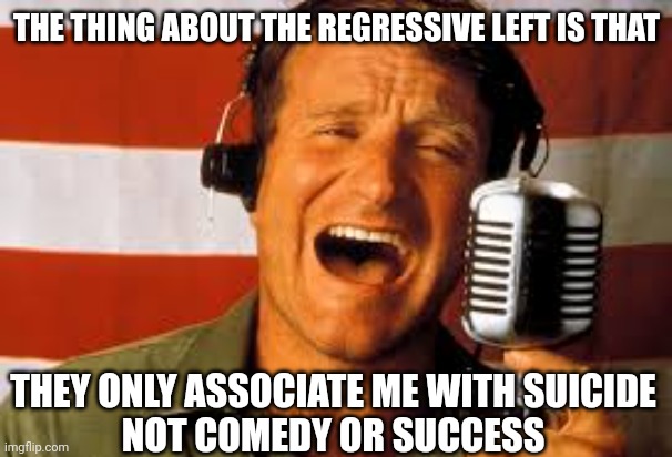 That mod went right to suicide, i stead of a successful career | THE THING ABOUT THE REGRESSIVE LEFT IS THAT; THEY ONLY ASSOCIATE ME WITH SUICIDE
NOT COMEDY OR SUCCESS | image tagged in robin williams,imgflip,imgflip mods,idiots,project | made w/ Imgflip meme maker