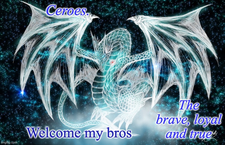 Welcome my bros | image tagged in ceroes ice dragon temp | made w/ Imgflip meme maker