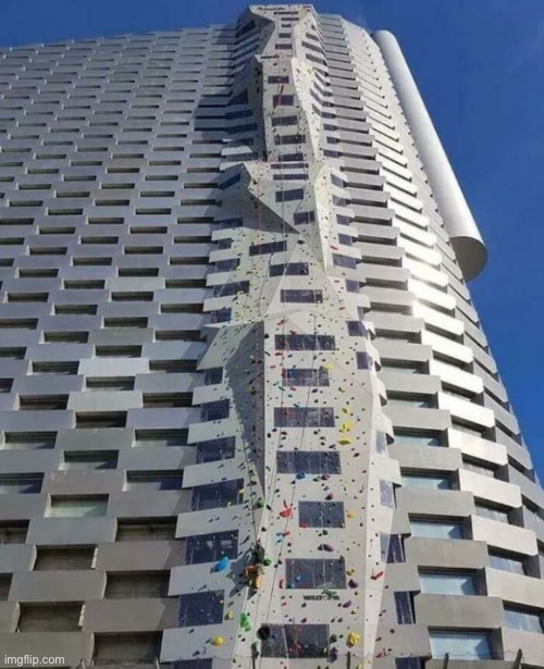 80 Metre Climbing Wall Built On The Side Of A Power Plant In Copenhagen, Denmark | image tagged in climbing,cool pictures,cool places,enjoy | made w/ Imgflip meme maker