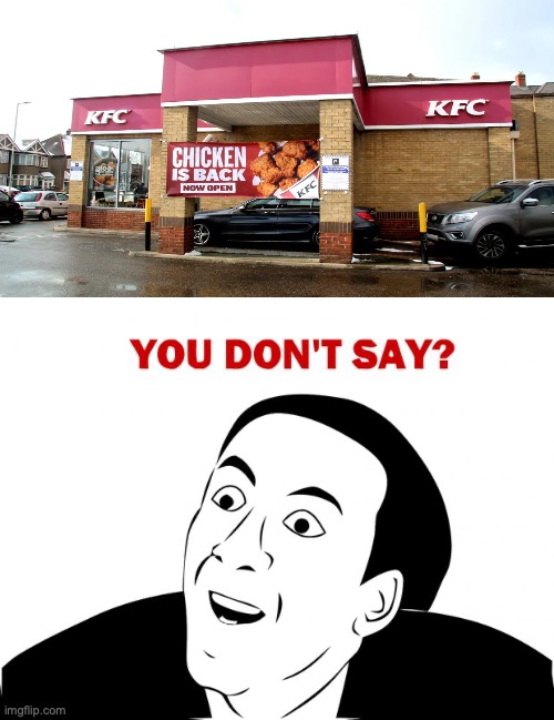 KFC has chicken | image tagged in memes,you don't say,kfc,funny | made w/ Imgflip meme maker