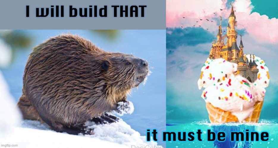 Even in the winter, we dream of ice cream | I will build THAT; it must be mine | image tagged in beaver,dream,ice cream | made w/ Imgflip meme maker