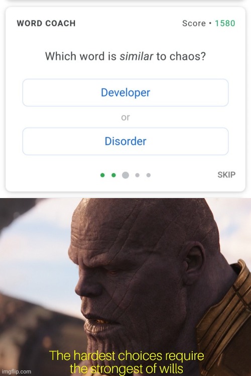 Image Tagged In Hardest Choice Thanos Imgflip