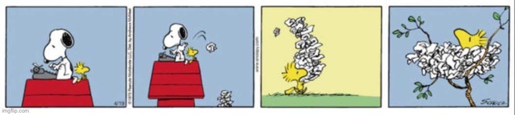 Daily Peanuts Comic Strip #1 | image tagged in peanuts,snoopy,woodstock,comics,classics,funny | made w/ Imgflip meme maker