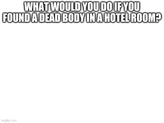 Blank White Template | WHAT WOULD YOU DO IF YOU FOUND A DEAD BODY IN A HOTEL ROOM? | image tagged in blank white template | made w/ Imgflip meme maker