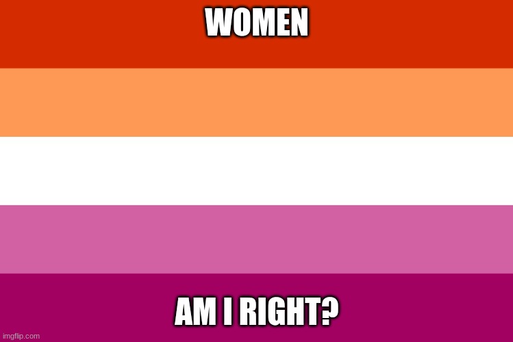 Lesbian flag | WOMEN; AM I RIGHT? | image tagged in lesbian flag | made w/ Imgflip meme maker