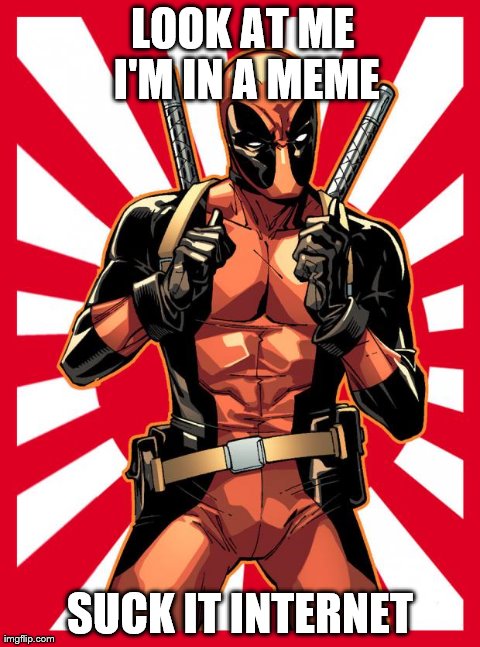 LOOK AT ME I'M IN A MEME SUCK IT INTERNET | image tagged in deadpool | made w/ Imgflip meme maker