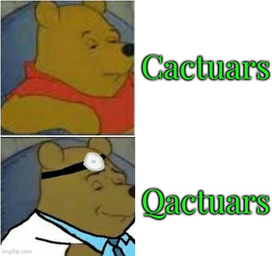 Were they in any game other than the tenth? | Cactuars; Qactuars | image tagged in pooh,final fantasy,plants,video game,monsters | made w/ Imgflip meme maker