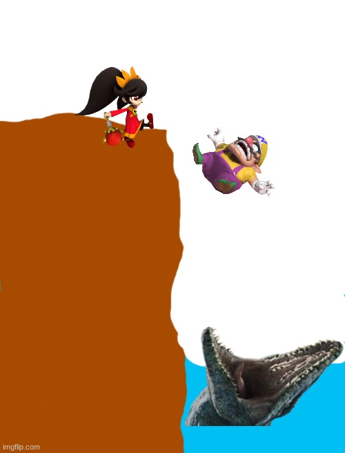 Ashley kicks Wario off the cliff into the Mosasaurus.mp3 | image tagged in jurassic park,jurassic world,wario,wario dies,warioware,witch | made w/ Imgflip meme maker